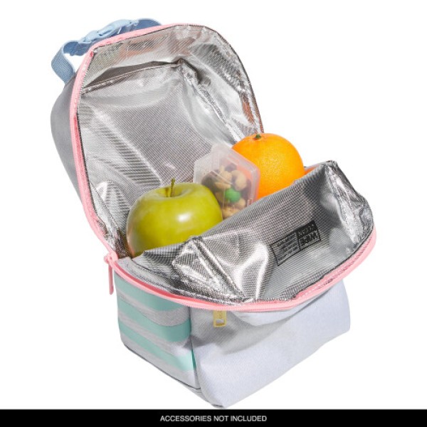 adidas Santiago Tas Makan Siang Kotak Kontainer Makanan Sekolah Berinsulasi Kain Twill Putih/Biru Langit/Pink 3.0 Ukuran Satu